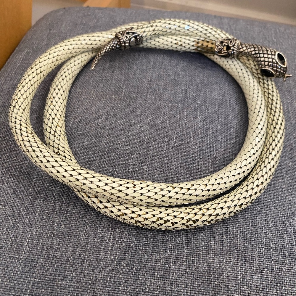 DL Auld Vintage Silver and White Snake Belt/Bracelet